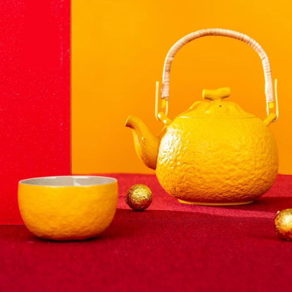 【大吉大利】兔年橘子茶具套装 茶壶1+杯子4+茶叶2+红包6+礼盒1 创意茶具礼品3